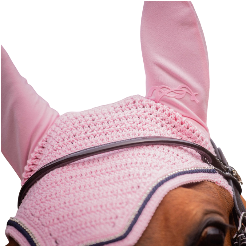 Pénélope - Bonnet pour chevaux Diamant rose pâle/marine