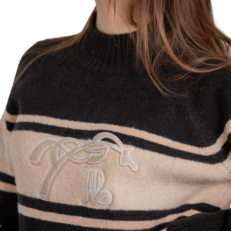 Pénélope - Jersey de manga larga con cuello alto para mujer Noris negro / camel