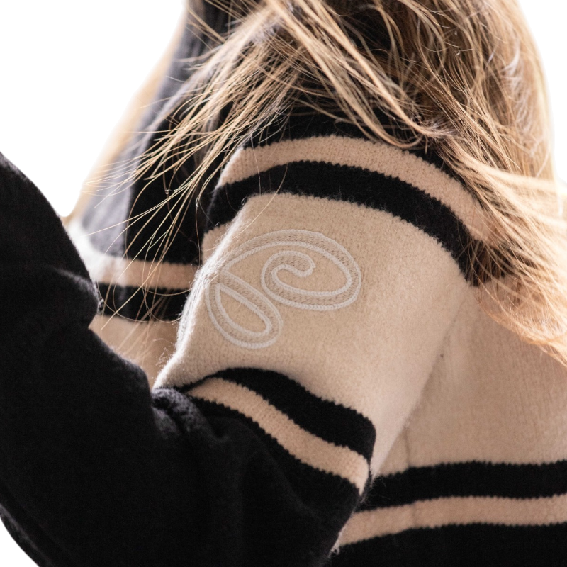 Pénélope - Jersey de manga larga con cuello alto para mujer Noris negro / camel