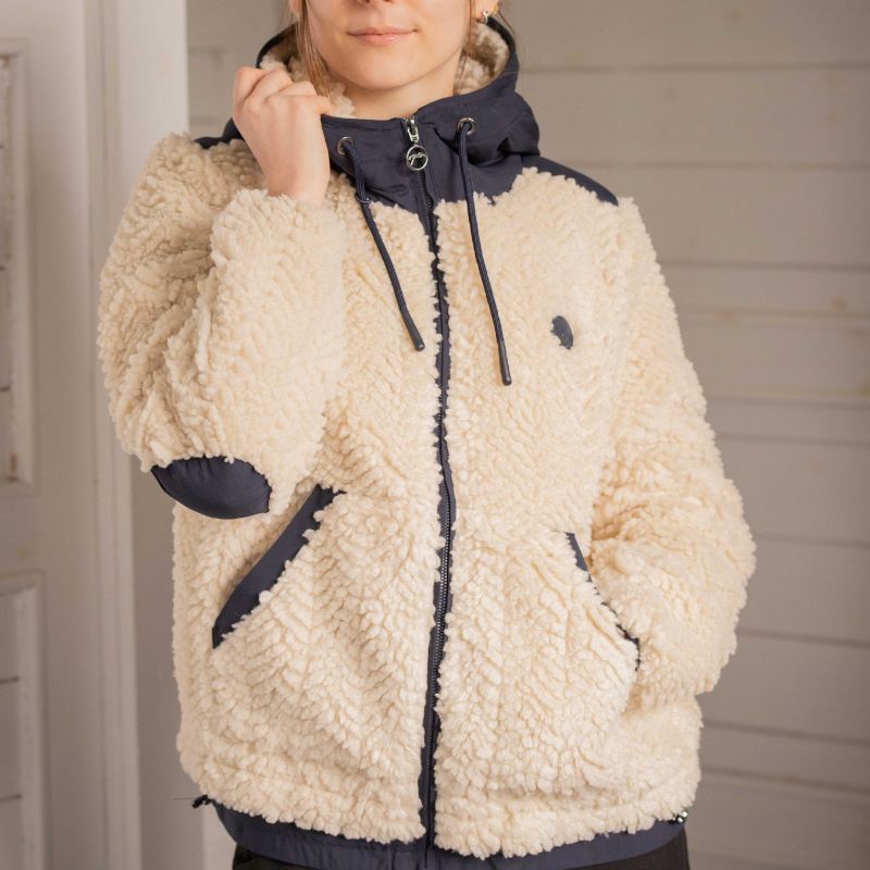 Pénélope - Women's Léontine Long-Sleeve Fleece Jacket in Ecru