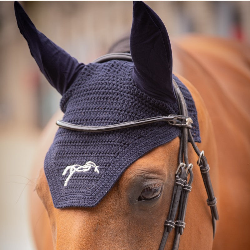 Pénélope - Bonnet pour chevaux coton marine | - Ohlala