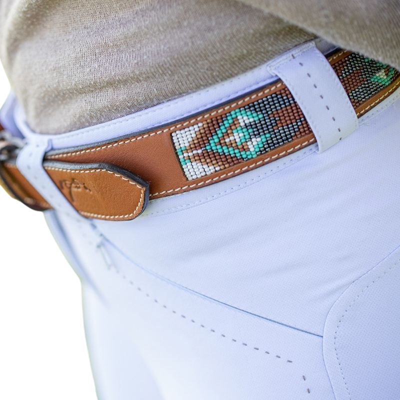 Pénélope - Pearl Cognac/Turquoise Belt | - Ohlala