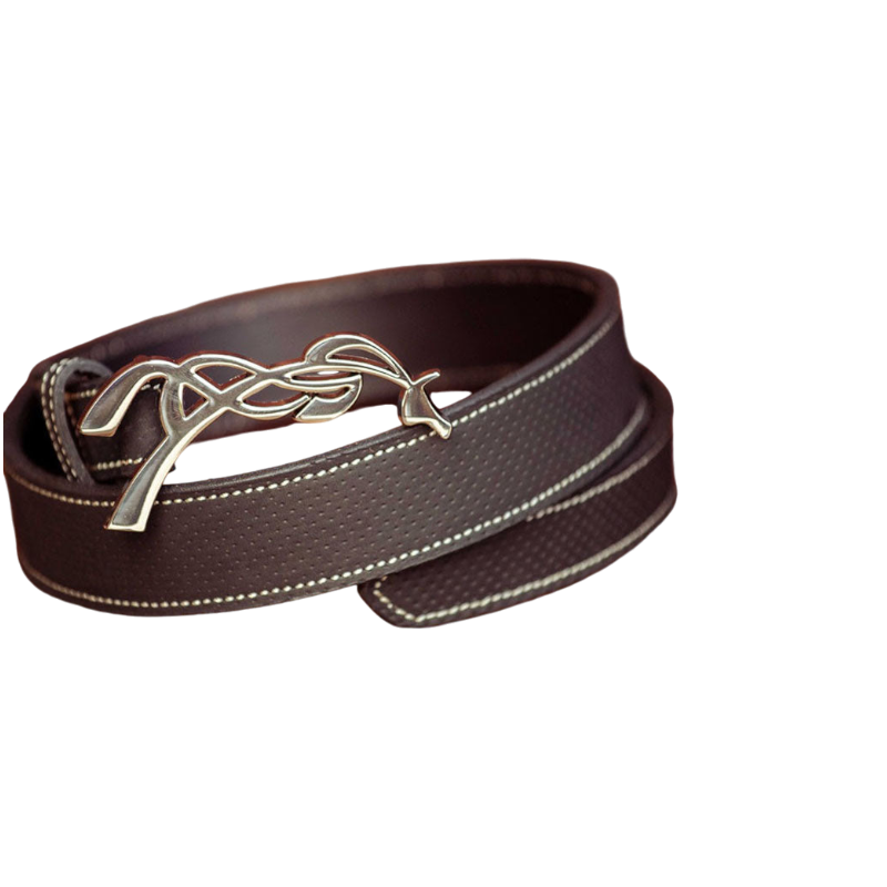 Pénélope - Cintura donna Signature in pelle traforata nera | - Ohlala