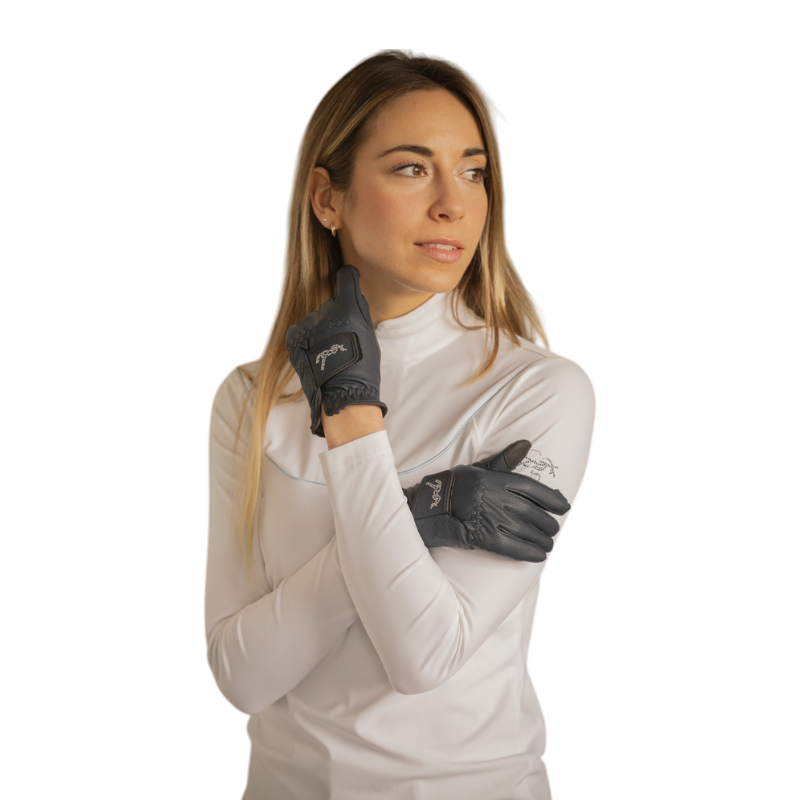 Pénélope - Gants d'équitation Lyoni marine | - Ohlala