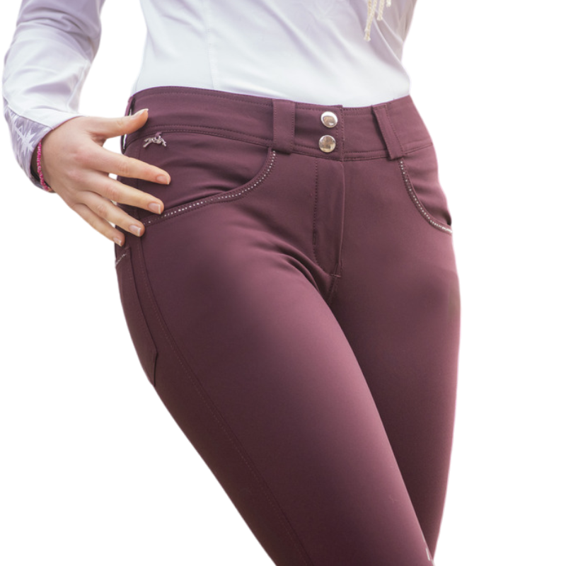 Pénélope - Pantaloni da equitazione donna Fun Stone prugna | - Ohlala
