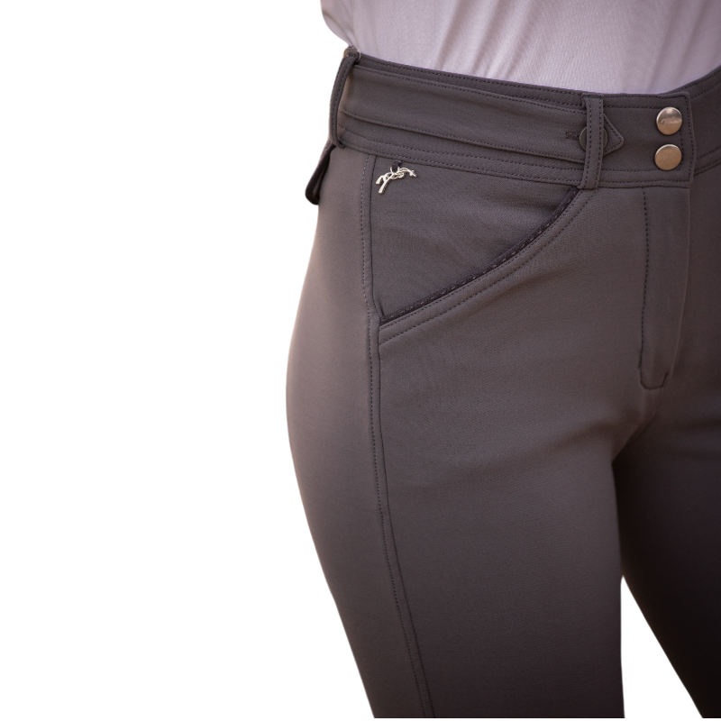 Pénélope - Pantalón de equitación mujer punto sillero gris oscuro | - Ohlala