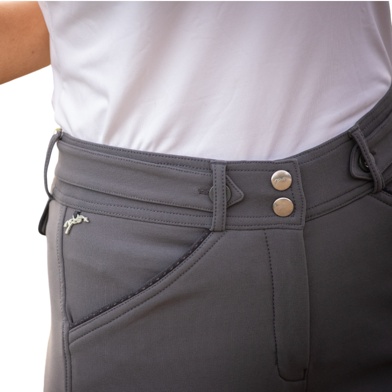 Pénélope - Pantalón de equitación mujer punto sillero gris oscuro | - Ohlala