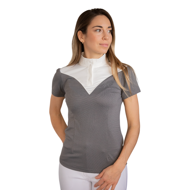 Pénélope - Polo da concorso maniche corte donna Las Honey grigio | - Ohlala