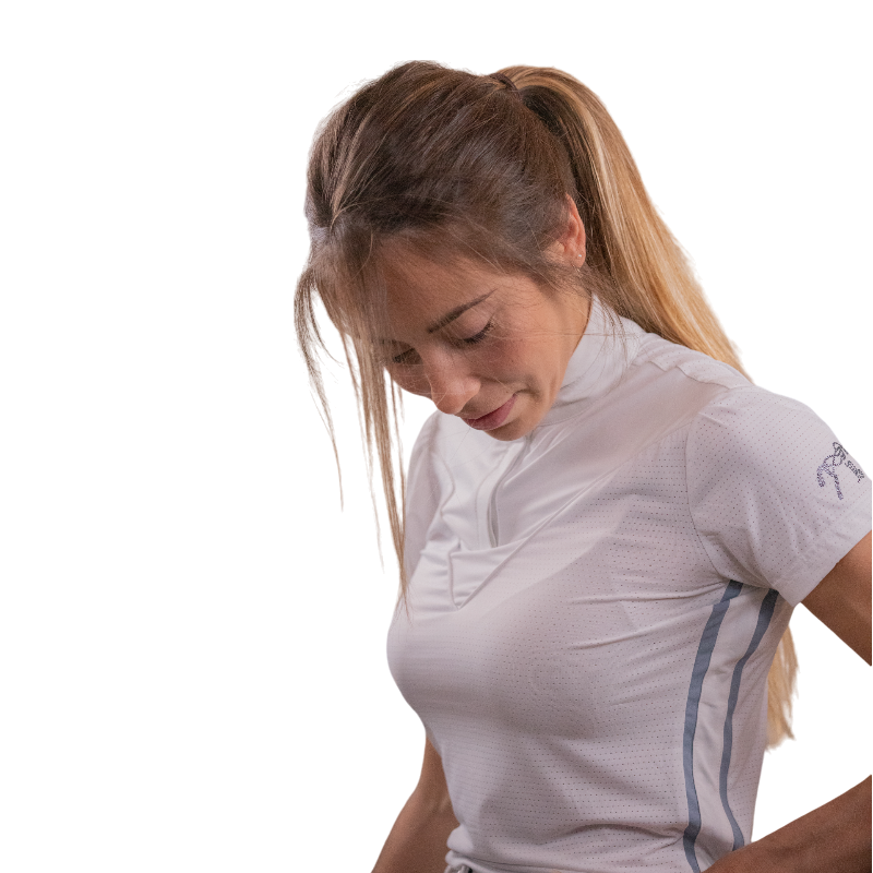 Pénélope - Women's short-sleeve Moon Mesh white competition polo | - Ohlala