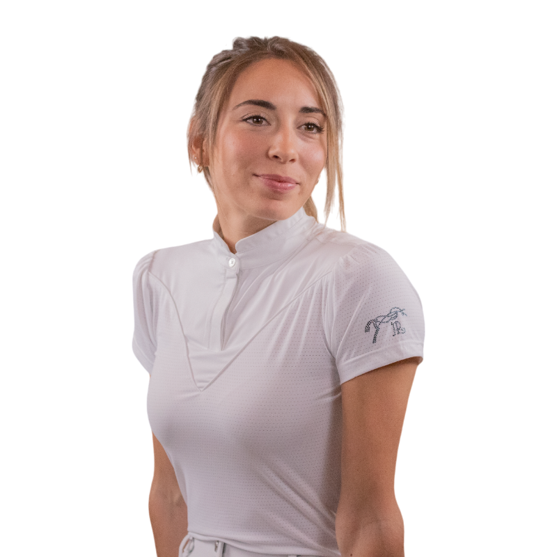 Pénélope - Women's short-sleeve Moon Mesh white competition polo | - Ohlala