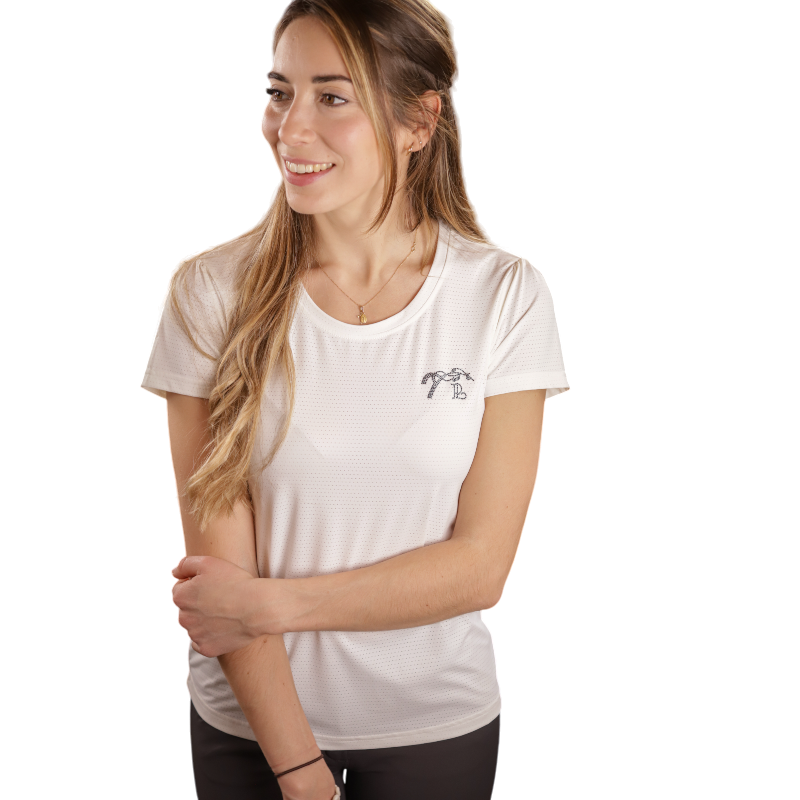 Pénélope - Damska koszulka z krótkim rękawem Techty ecru | - Ohlala