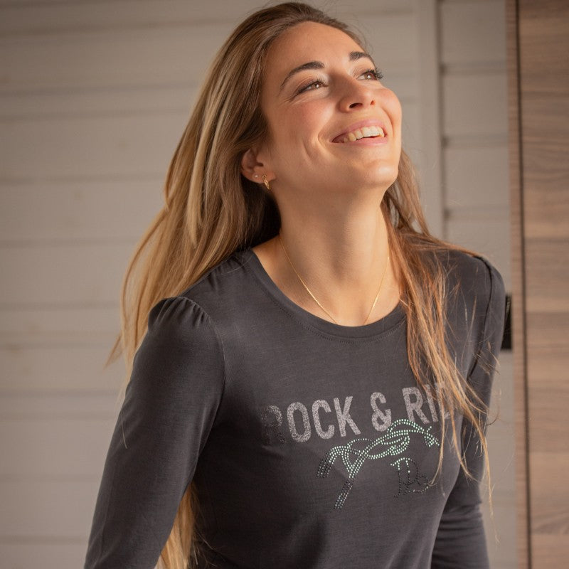 Pénélope - Lovely Anthracite Women's Long Sleeve T-Shirt | - Ohlala