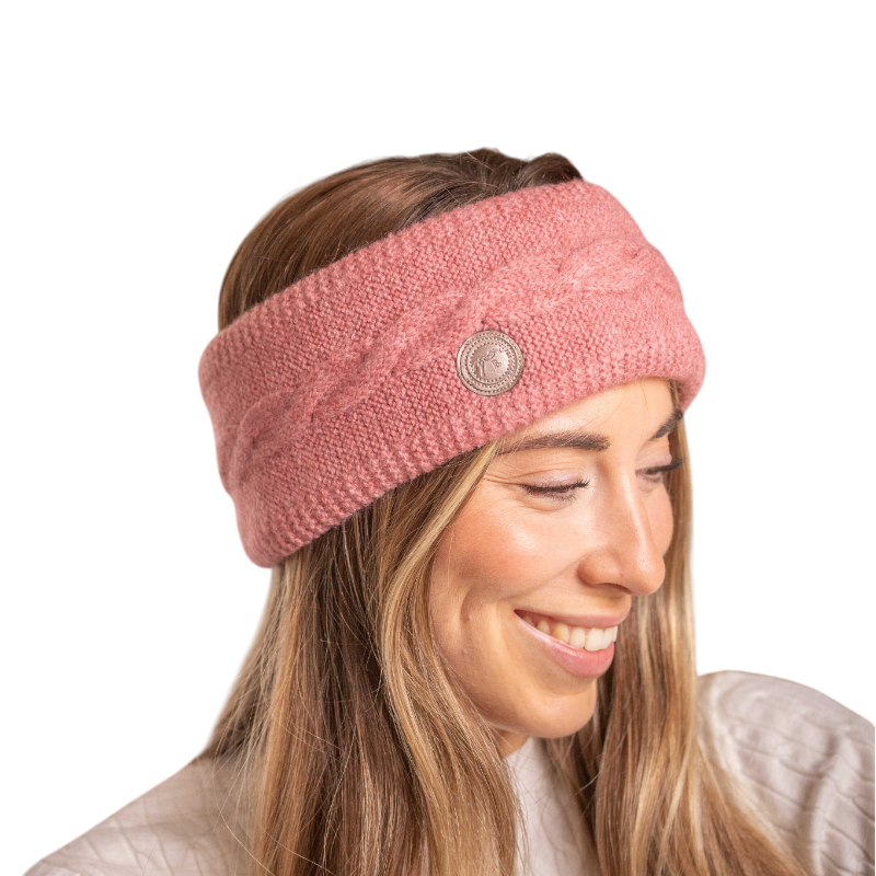 Pénélope - Bandeau tricoté femme Mel vieux rose | - Ohlala