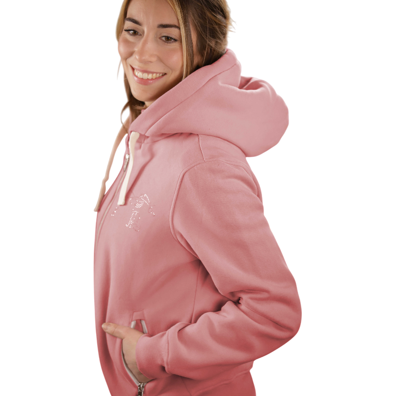 Pénélope - Felpa con zip donna Tressy rosa antico | - Ohlala