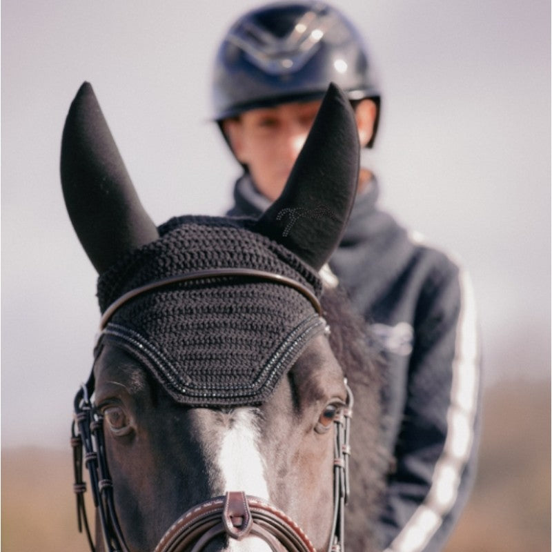 Pénélope - Bonnet pour chevaux anti-bruit Strass noir | - Ohlala