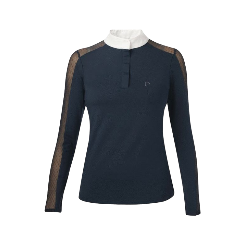Equithème - Langarm-Polo Pekin Marine | - Ohlala