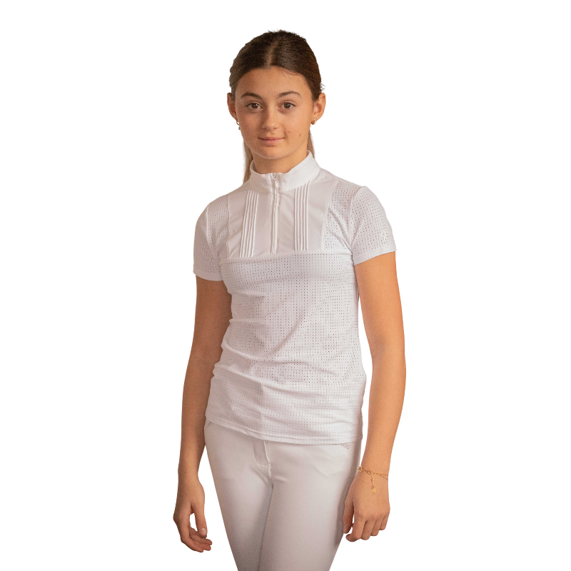 Eden by Pénélope - Polo manches courtes enfant Florence Mesh blanc | - Ohlala