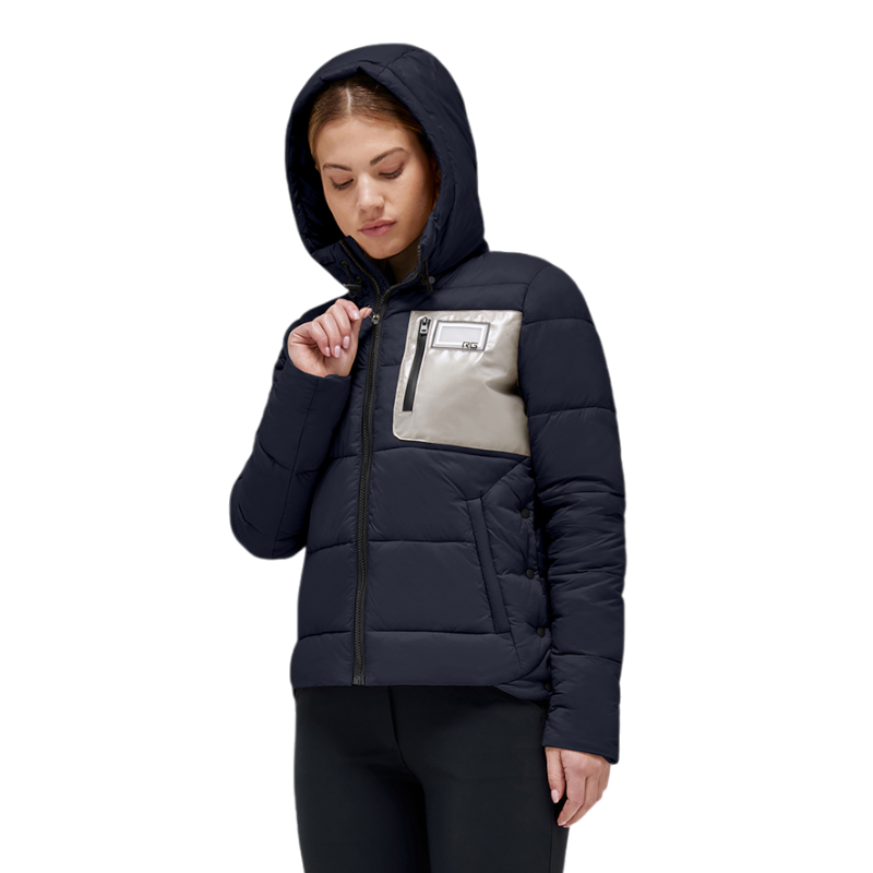 RG Italy - Doudoune manches longues femme Hooded Puffer marine | - Ohlala