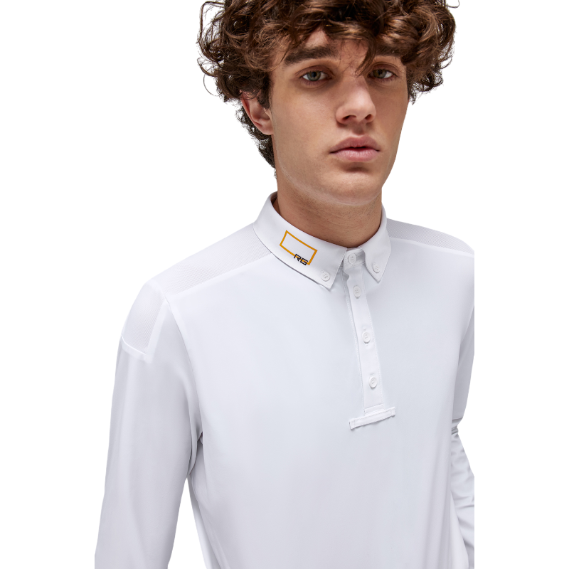RG Italy - Polo de concours manches longues homme Perforated Competition blanc | - Ohlala