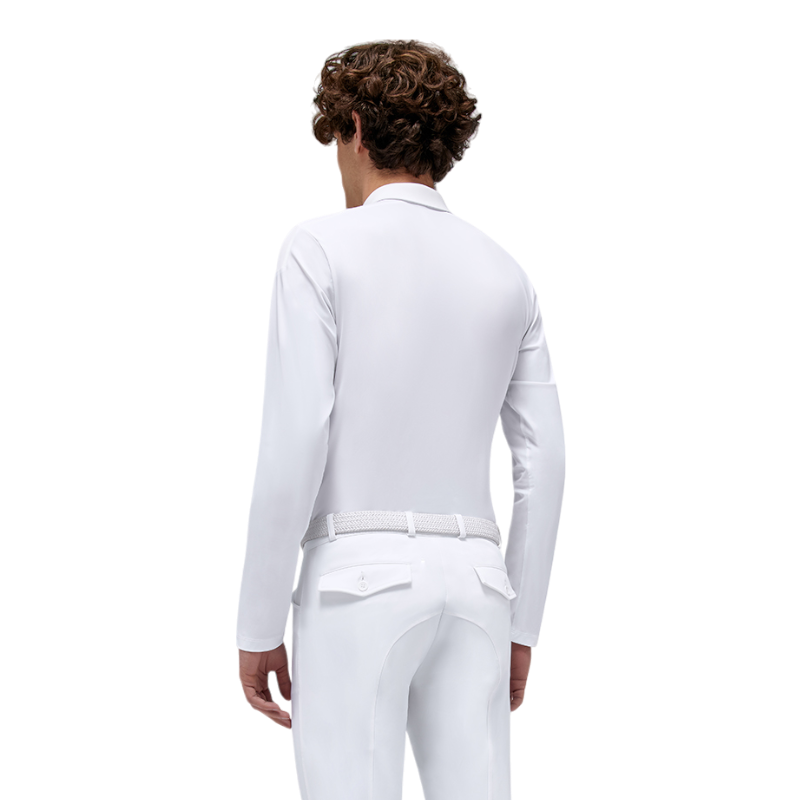 RG Italy - Men's Long Sleeve Competition Polo Perforated Competition White | - Ohlala