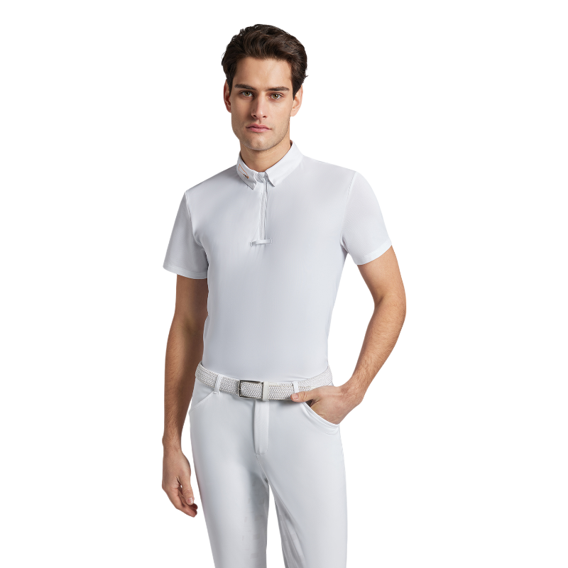 RG Italy - Turnierpolo Kurzarm Herren Competition Zip weiß | - Ohlala