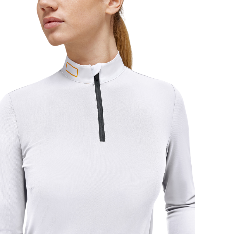 RG Italy - Polo da concorso manica lunga donna Zip Competition bianco | - Ohlala