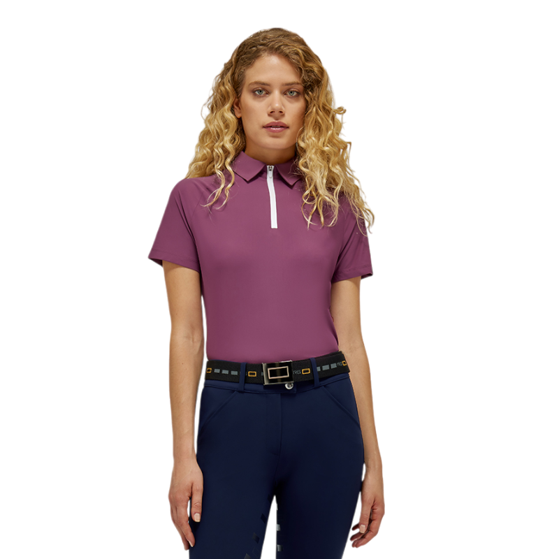 RG Italy - Damen Funktionspolo kurzarm Training Zip violett | - Ohlala
