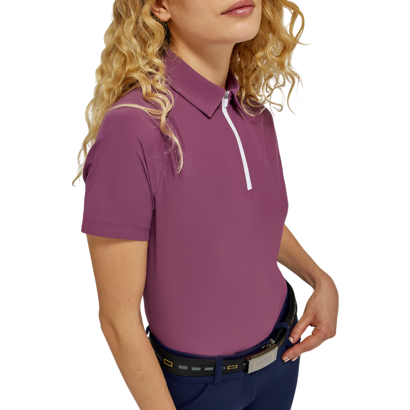 RG Italy - Damen Funktionspolo kurzarm Training Zip violett | - Ohlala