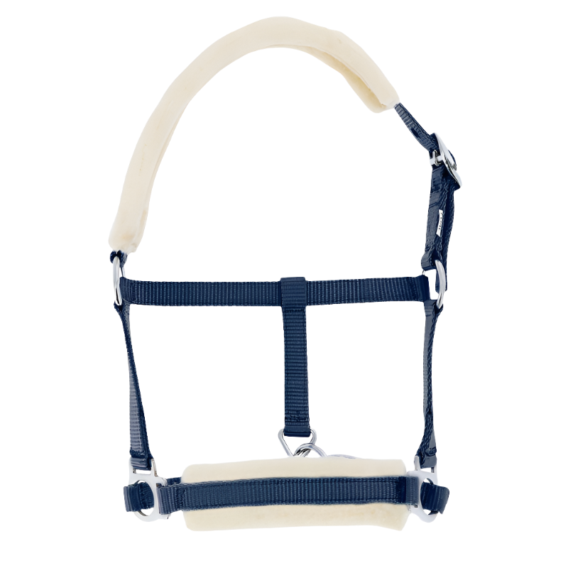 Riding World - Foal halster synthetisch schapenvacht marine | - Ohlala