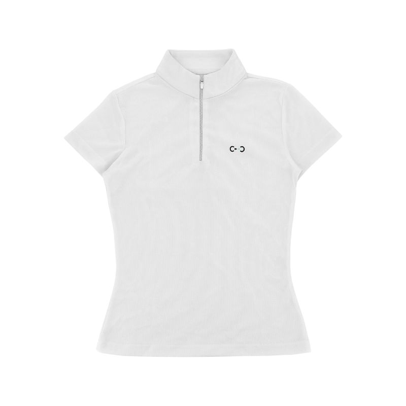 Riding World - Polo de concours manches courtes fille Roxane blanc | - Ohlala