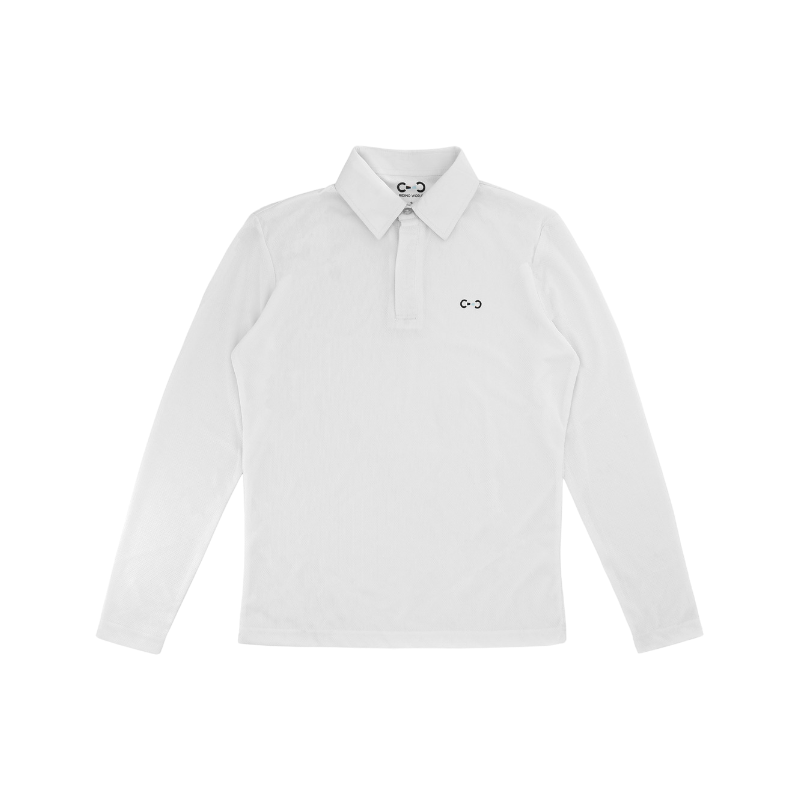 Riding World - Men's long-sleeve competition polo Romeo white | - Ohlala