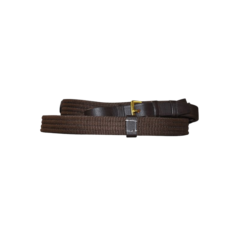 Canter - Horse fabric reins with stoppers 19mm Brown | - Ohlala