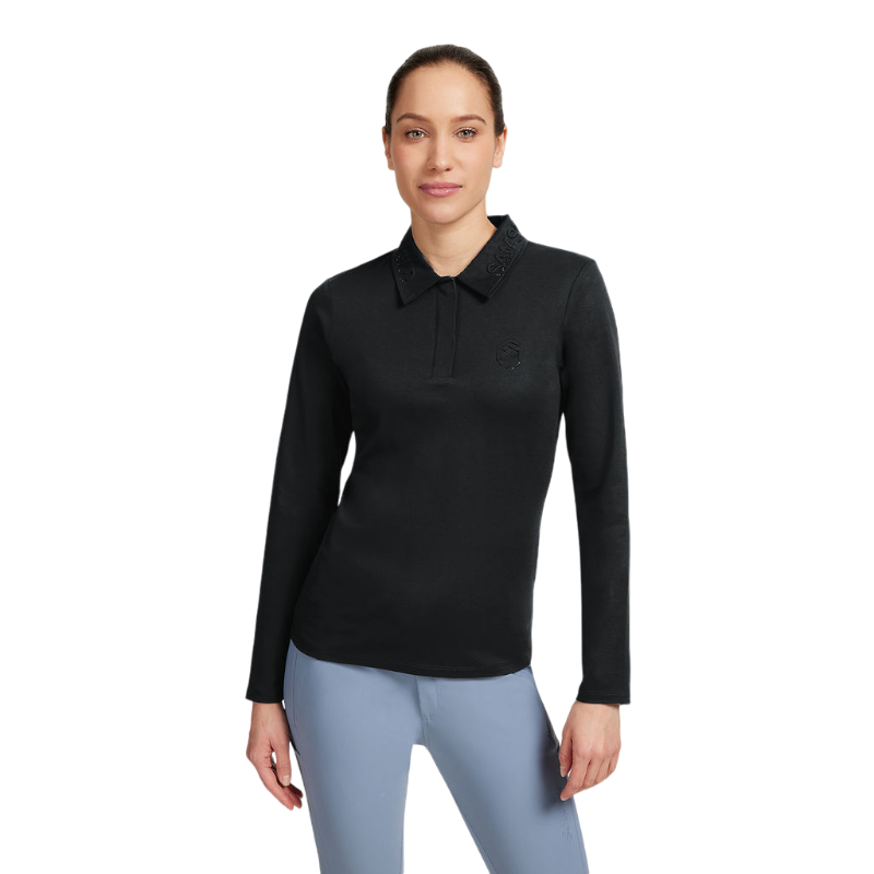 Samshield - Polo maniche lunghe donna Lucie nera mesh | - Ohlala
