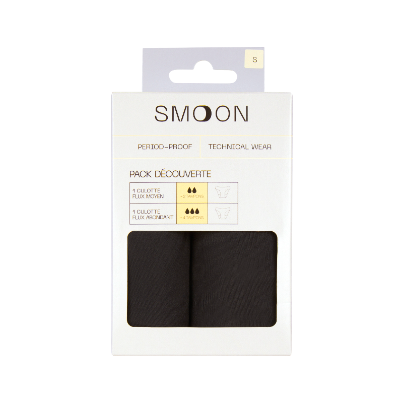 Smoon - Pack culottes menstruelles flux abondant et moyen noir x2 | - Ohlala