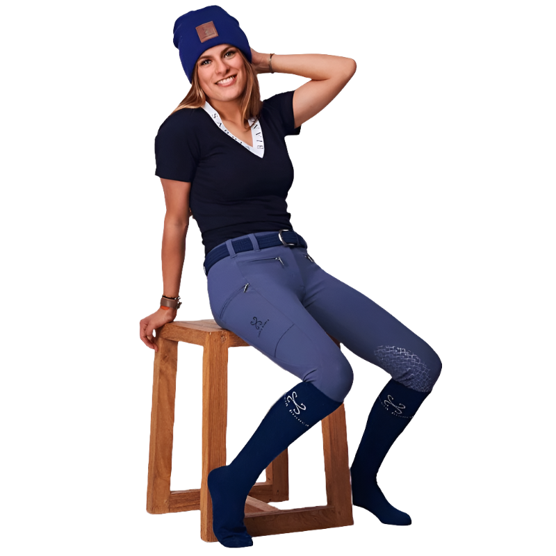 Sabbia Bianca - Pantalon d'équitation femme Venus gris/ bleu | - Ohlala