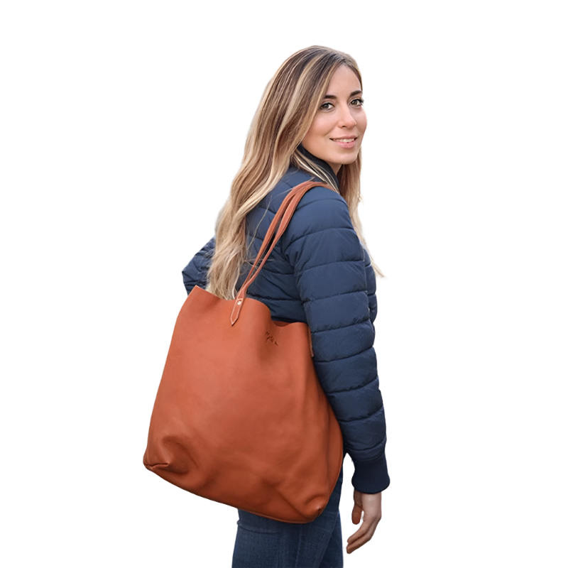 Pénélope - Sac à main cognac | - Ohlala