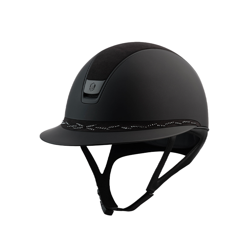 Samshield - Miss Shield 2.0 Shadowmatt black Alcantara Flower Swaroski black riding helmet | - Ohlala