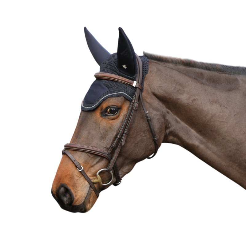Bucas - Cuffia per cavalli Fly Soundless nero/grigio