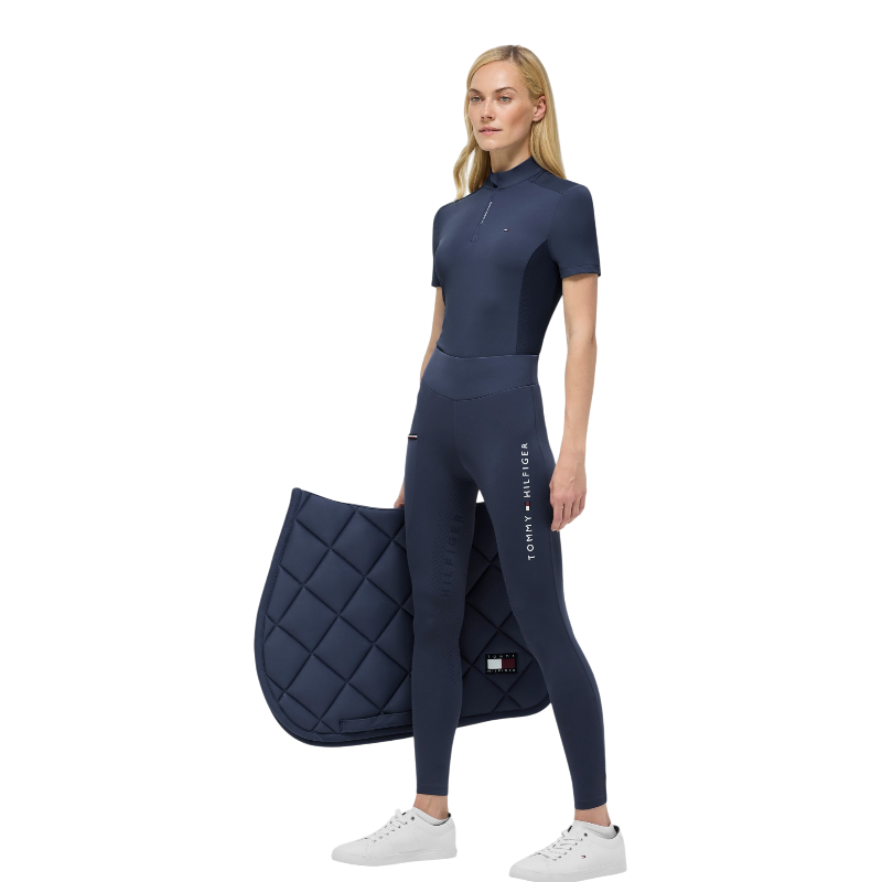 Tommy Hilfiger Equestrian - Damen-Reitpoloshirt kurzärmelig Palma desert sky