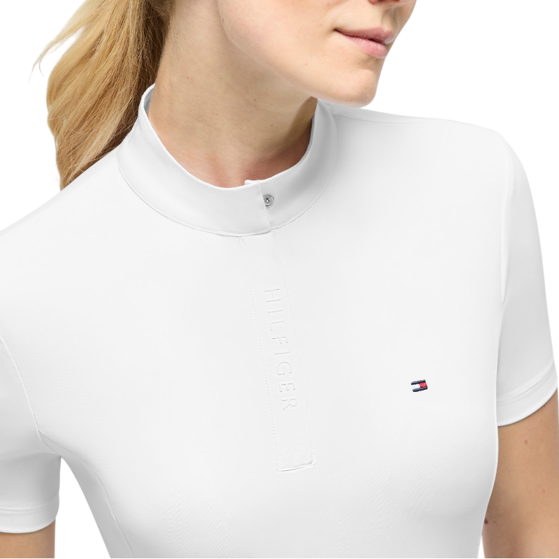 Tommy Hilfiger Equestrian - Polo de concurso de manga corta para mujer Selma optic white