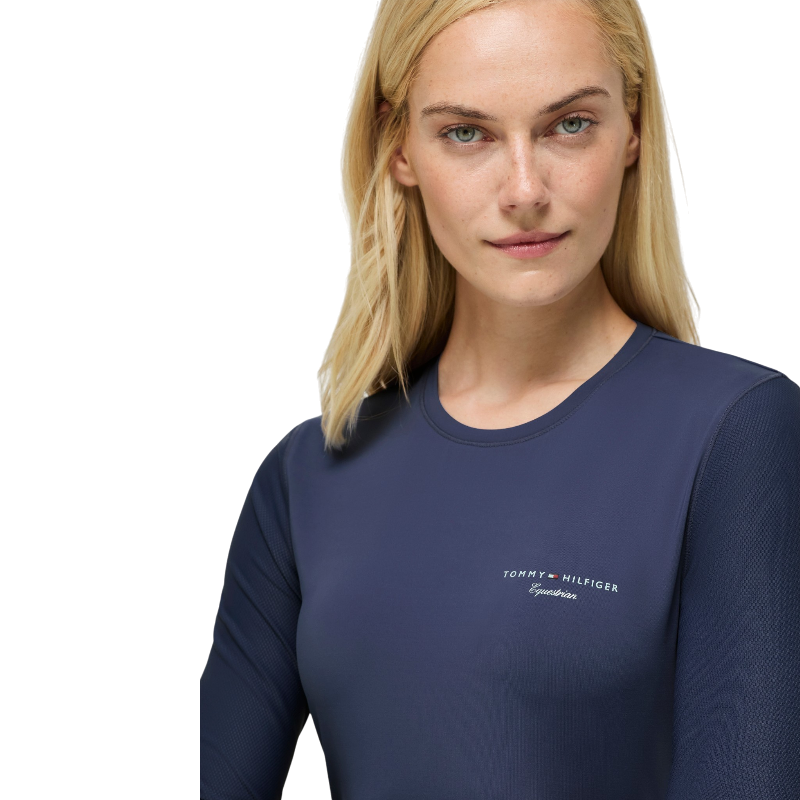 Tommy Equestrian - Damen-Langarm-T-Shirt Adel faded indigo