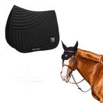 Horse Pilot - Ergonomic Saddle Pad and Ear Bonnet Set for Horses Black | - Ohlala