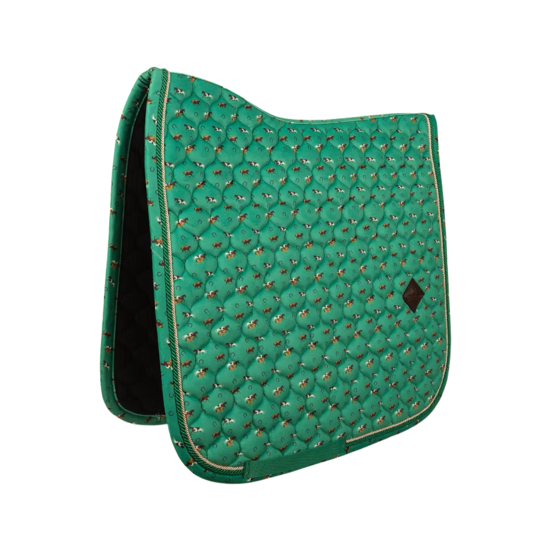 Kentucky Horsewear - Sottosella da dressage Velvet stampa cavallo verde | - Ohlala