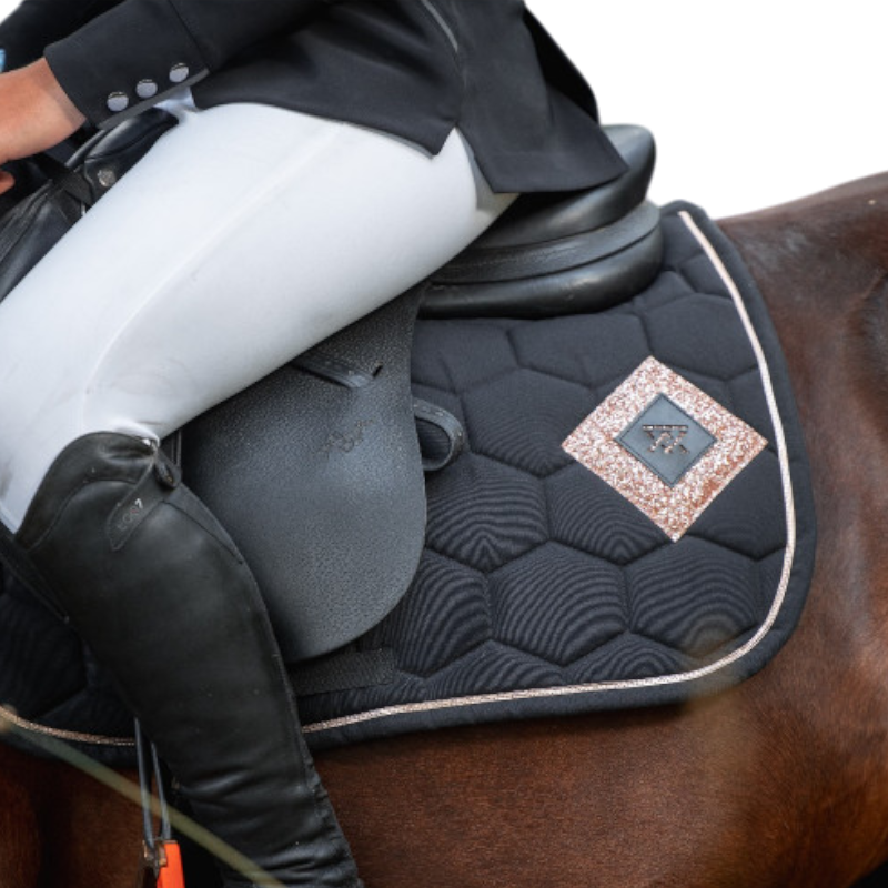 Oxxer - Sattelpad Diamant schwarz/ Roségold Roségold-Pailletten | - Ohlala