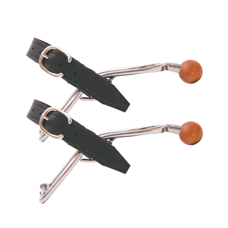 TdeT - Éperons en inox avec embout en sphère bois junior | - Ohlala