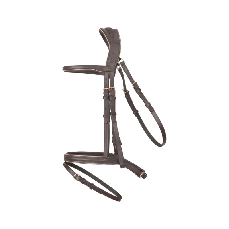 TdeT - Bridon et rênes têtière anatomique Velazquez marron/beige | - Ohlala