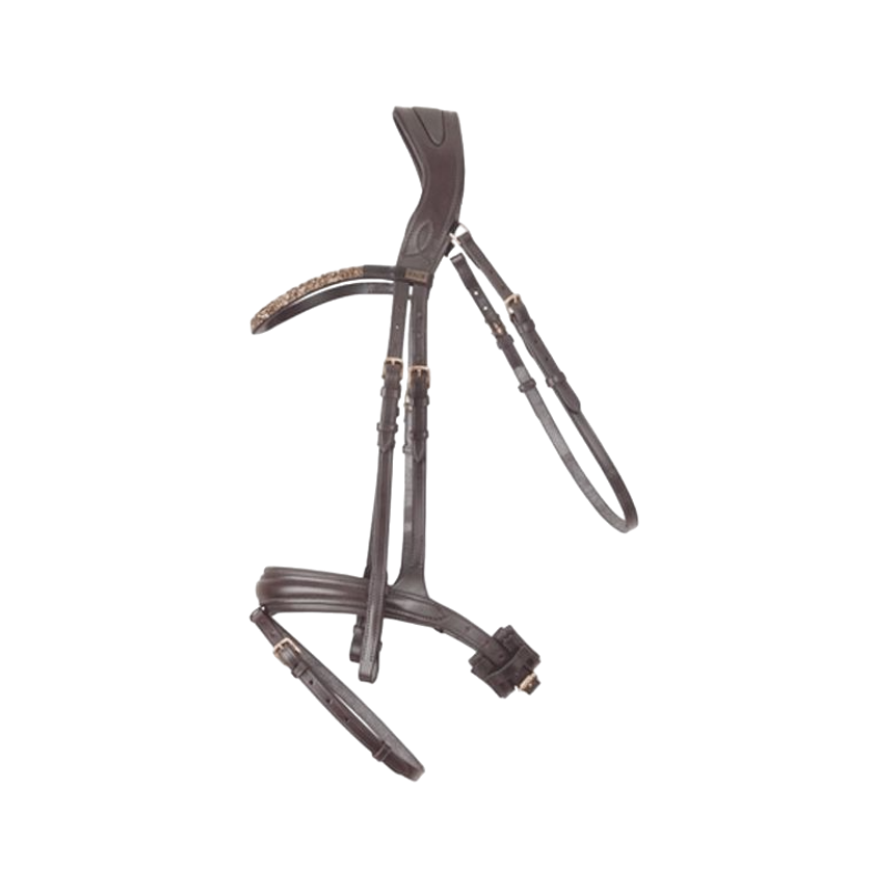 TdeT - Capezza e redini testiera anatomica Hopper marrone/dorato | - Ohlala