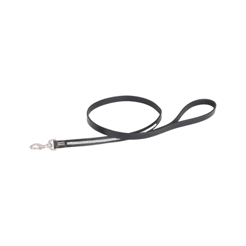 TdeT - black/white rhinestone dog leash