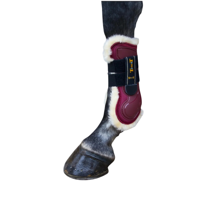 TdeT - Design Burgundy Sheepskin Tendon and Fetlock Boot Set