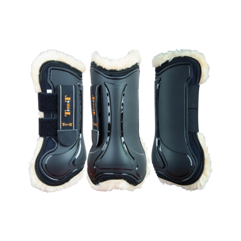 TdeT - Design Black Sheepskin Tendon and Fetlock Boot Set